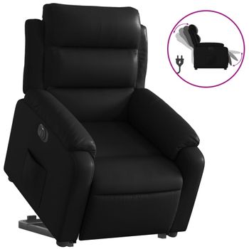 Sillón Reclinable Y Elevable Eléctrico Cuero Sintético Negro Vidaxl