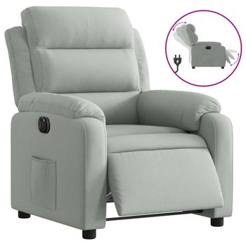 Sillón Reclinable Eléctrico De Terciopelo Gris Claro Vidaxl