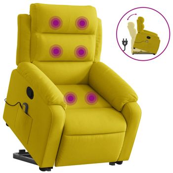 Sillón Reclinable De Masaje Elevable Terciopelo Amarillo Vidaxl