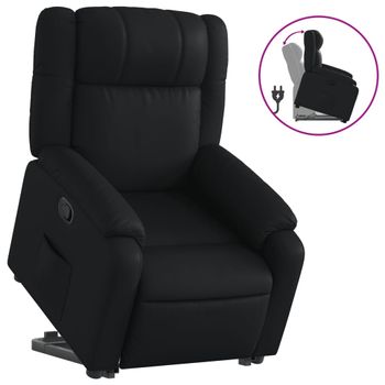 Sillón Reclinable Elevable Cuero Artificial Negro Vidaxl