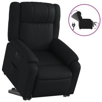 Sillón Reclinable Y Elevable Eléctrico Cuero Sintético Negro Vidaxl