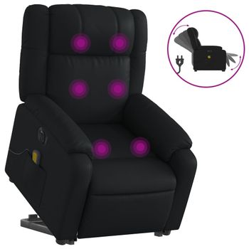 Sillón De Masaje Elevable Eléctrico Cuero Sintético Negro Vidaxl