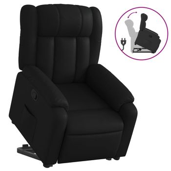 Sillón Reclinable Elevable Cuero Artificial Negro Vidaxl