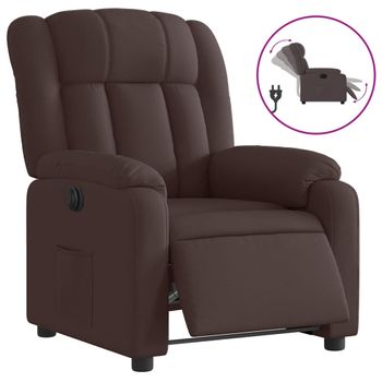 Sillón Reclinable Eléctrico Tela Marrón Oscuro Vidaxl