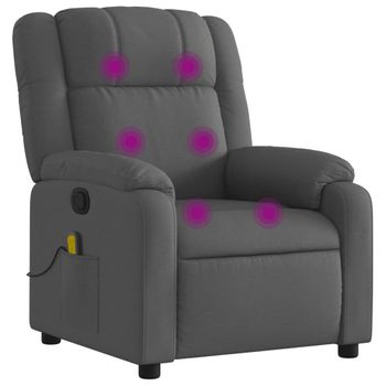 Sillón De Masaje Reclinable De Tela Gris Oscuro Vidaxl