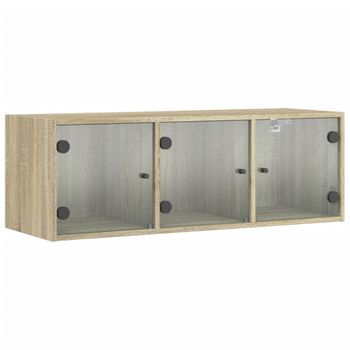 Mueble De Pared Puertas De Vidrio Roble Sonoma 102x37x35 Cm Vidaxl