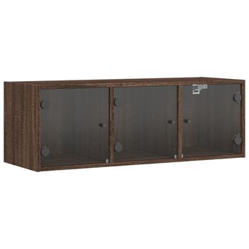 Mueble De Pared Puertas De Vidrio Marrón Roble 102x37x35 Cm Vidaxl