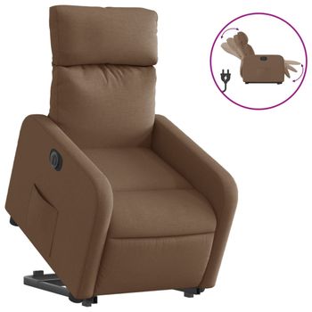 Sillón Eléctrico Reclinable Elevable De Tela Marrón Vidaxl