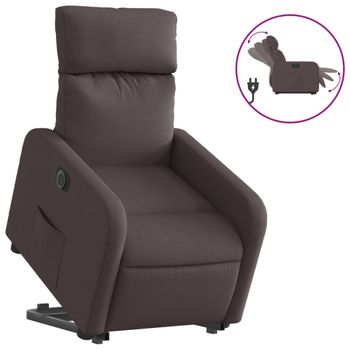 Sillón Eléctrico Reclinable Elevable De Tela Marrón Oscuro Vidaxl