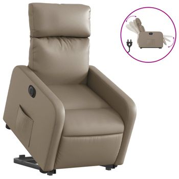 Sillón Elevable Eléctrico Cuero Artificial Capuchino Vidaxl