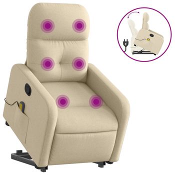 Silla De Masaje Reclinable De Pie De Tela Color Crema Vidaxl