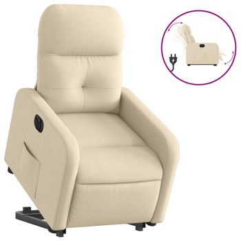 Sillón Eléctrico Reclinable Elevable De Tela Color Crema Vidaxl