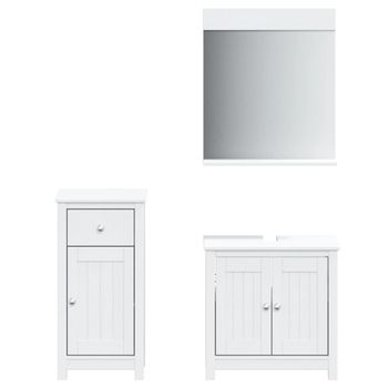 Mueble Lavabo De Baño O Aseo Con Lavamanos Cerámico Y Un Fantástico Espejo  A Juego, Dos Puertas Y Dos Cajones Color Blanco Brillo 80x80x45cm con  Ofertas en Carrefour