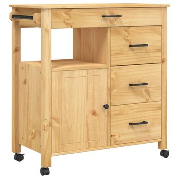 Carrito De Cocina Monza Madera Maciza De Pino 84x40x90 Cm Vidaxl