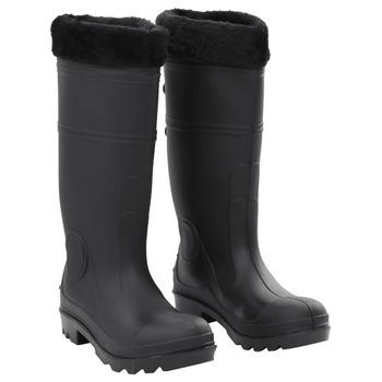 Botas De Agua Con Calcetines Extraíbles Negro Número 39 Pvc Vidaxl