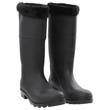 Botas De Agua Con Calcetines Extraíbles Negro Número 44 Pvc Vidaxl