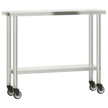 Mesa De Trabajo De Cocina Con Ruedas Acero Inox 110x30x85 Cm Vidaxl