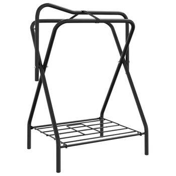 Soporte De Montura Plegable De Pie Independiente Hierro Negro Vidaxl