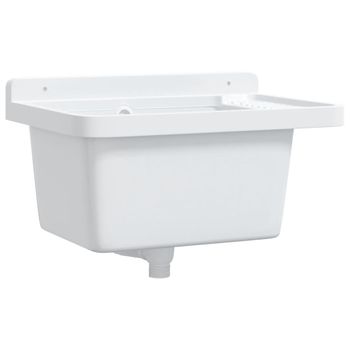 Fregadero Lavabo De Pared Resina Blanco 50x35x24 Cm Vidaxl