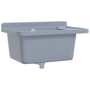 Fregadero Lavabo De Pared Resina Gris 60x40x28 Cm Vidaxl