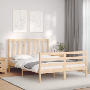 Estructura De Cama De Matrimonio Con Cabecero Madera Maciza