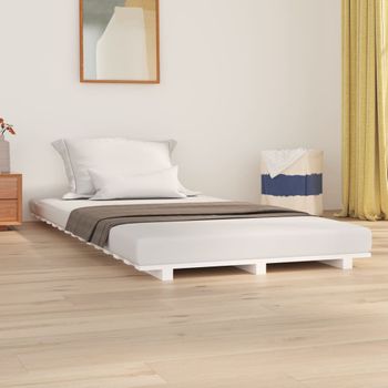 Estructura De Cama Madera Maciza De Pino Blanco 90x200 Cm