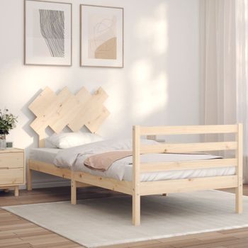 Estructura De Cama Con Cabecero Madera Maciza