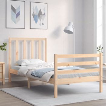 Estructura De Cama Con Cabecero Madera Maciza