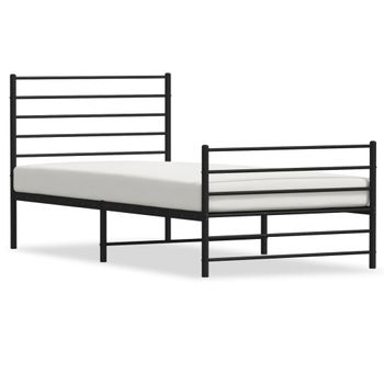 Estructura De Cama Con Cabecero Y Estribo Metal Negro 107x203cm