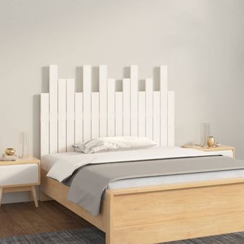 Cabecero De Cama De Pared Madera Maciza Pino Blanco 108x3x80 Cm