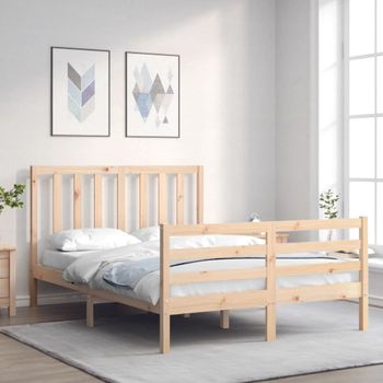 Estructura De Cama De Matrimonio Con Cabecero Madera Maciza