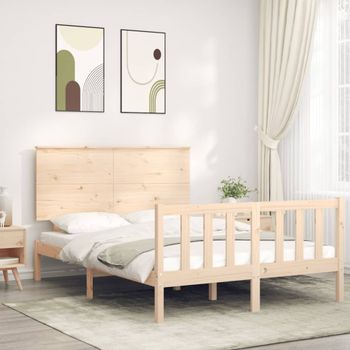 Estructura De Cama Con Cabecero Madera Maciza 120x200 Cm