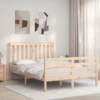 Estructura De Cama Con Cabecero Madera Maciza 120x200 Cm