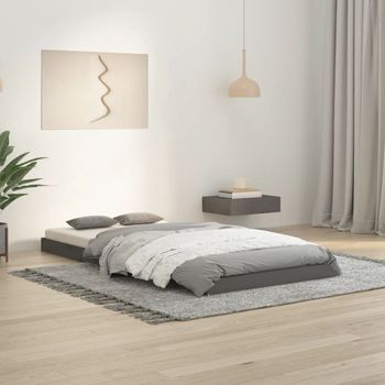 Estructura De Cama Madera Maciza De Pino Gris 90x190 Cm