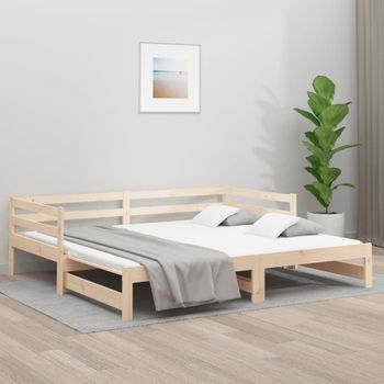 Sofá Cama Extraíble Madera Maciza De Pino 2x(90x190) Cm