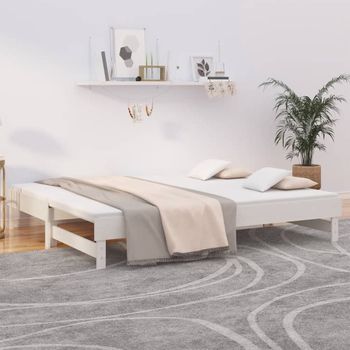 Sofá Cama Extraíble Madera Maciza De Pino Blanco 2x(80x200) Cm