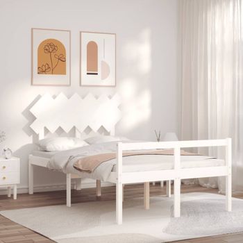 Cama Para Personas Mayores Con Cabecero Madera Maciza Blanco