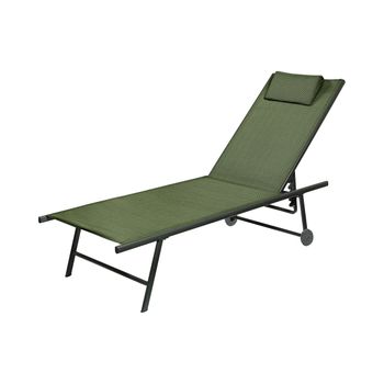 Niceey Tumbona Plegable De Jardin Exterior - 3 Posiciones Regulables - Muebles De Jardín - Con Reposacabeza Extraíble - Carga 140kg - Para Piscina, Patio - Verde Oscuro