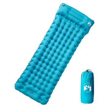 Colchón De Camping Autoinflable Con Almohada 1 Persona Azul Vidaxl