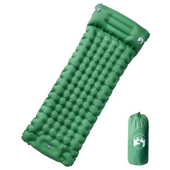 Colchón De Camping Autoinflable Con Almohada 1 Persona Verde Vidaxl