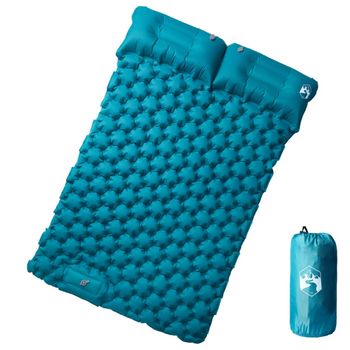 Colchón De Camping Autoinflable Con Almohadas 2 Personas Azul Vidaxl