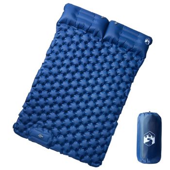 Colchón De Camping Autoinflable Con Almohadas 2 Personas Azul Vidaxl