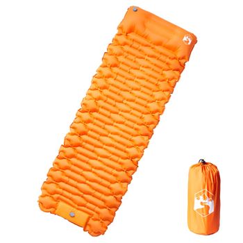 Colchón De Camping Autoinflable Con Almohada 1 Persona Naranja Vidaxl