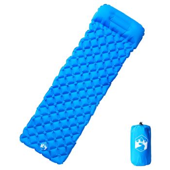 Colchón De Camping Inflable Con Almohada 1 Persona Azul Vidaxl