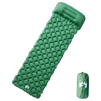 Colchón De Camping Inflable Con Almohada 1 Persona Verde Vidaxl