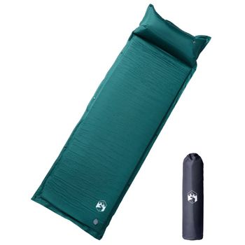 Colchón De Camping Autoinflable Con Almohada 1 Persona Verde Vidaxl