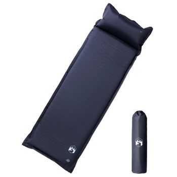 Colchón De Camping Autoinflable Con Con Almohada 1 Persona Gris Vidaxl