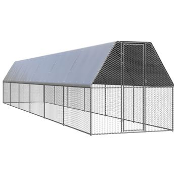 Jaula Gallinero De Acero Galvanizado 2x12x2 M Vidaxl