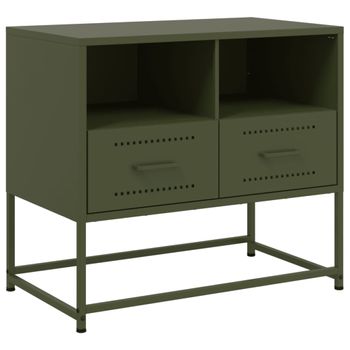 Mueble Para Tv De Acero Verde Oliva 68x39x60,5 Cm Vidaxl