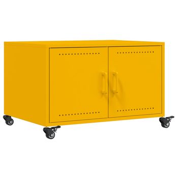 Mesa De Centro Acero Laminado En Frío Amarillo 68x50x43,5 Cm Vidaxl